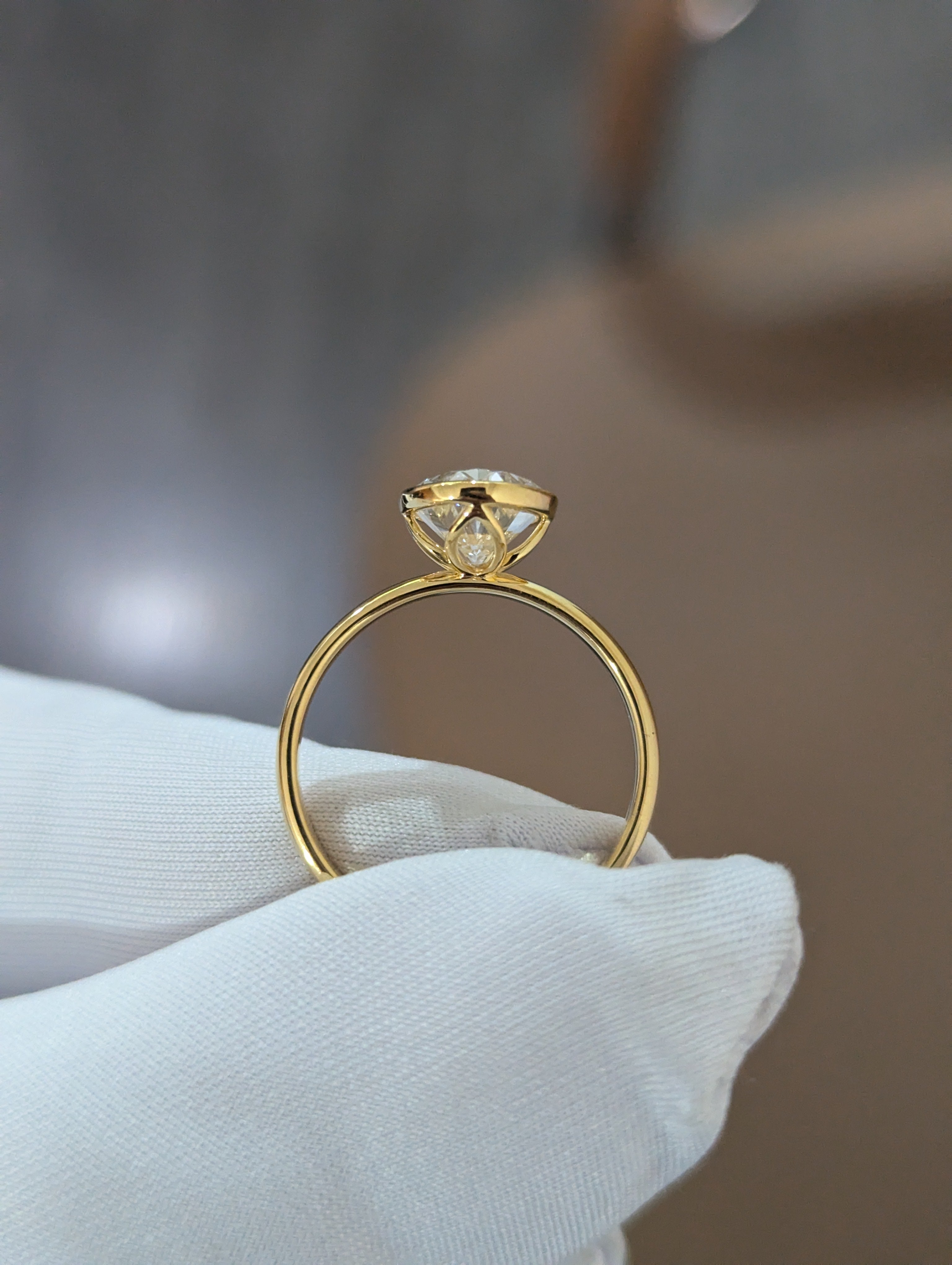 Oval 2.00ct Lab Grown Diamond Bezel Style Engagement Ring, D-E-F Color, VVS-VS Clarity - IGI Certificate