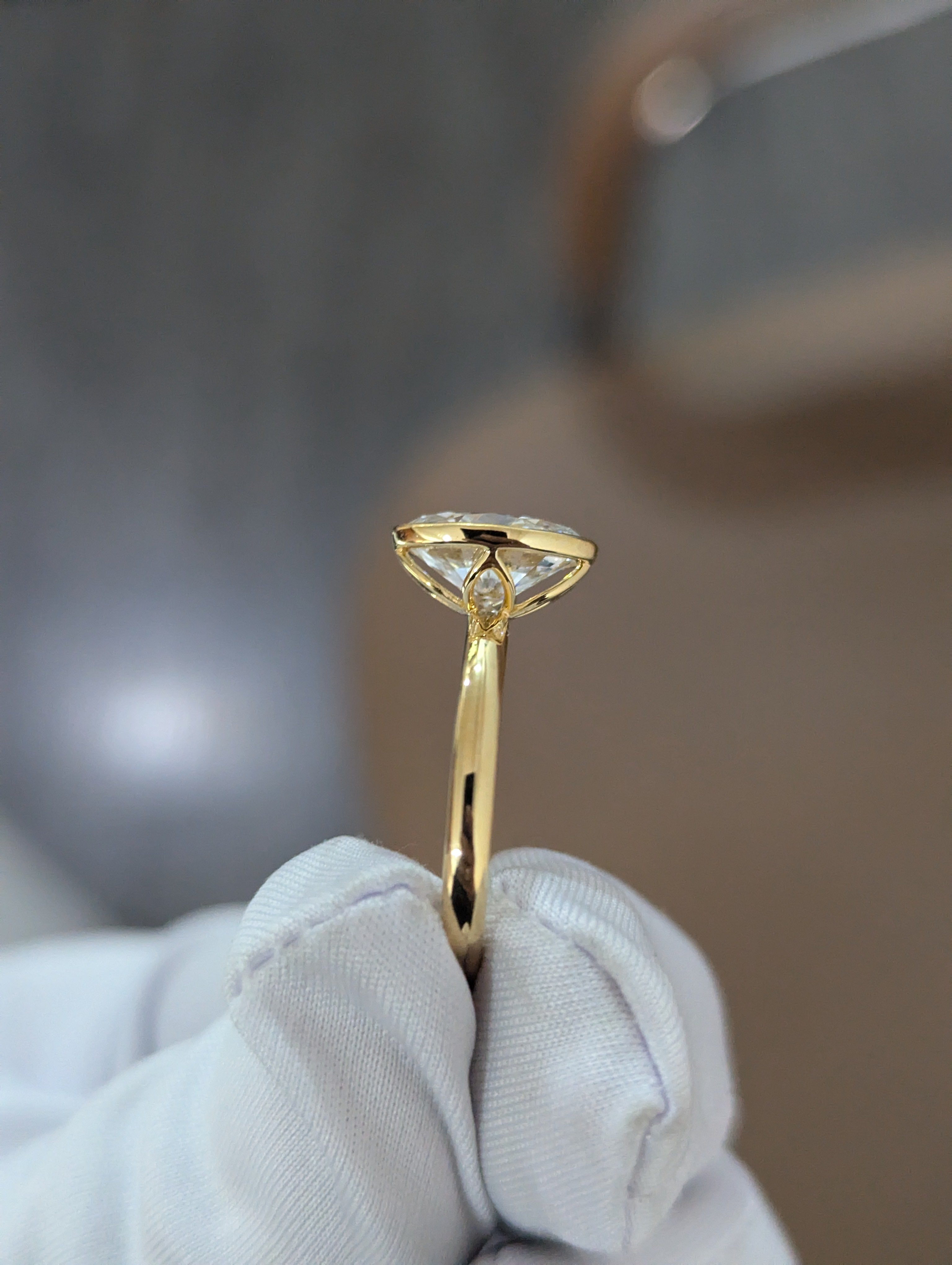 Oval 2.00ct Lab Grown Diamond Bezel Style Engagement Ring, D-E-F Color, VVS-VS Clarity - IGI Certificate