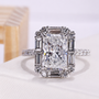 3.00 Carat Radiant Cut Lab Grown Diamond Engagement Ring with Side Stones and Pave Band