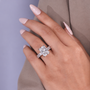 Radiant cut lab grown diamond ring designed with sparkling side stone details