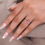 Pear shaped fancy pink engagement ring with certified lab grown diamonds