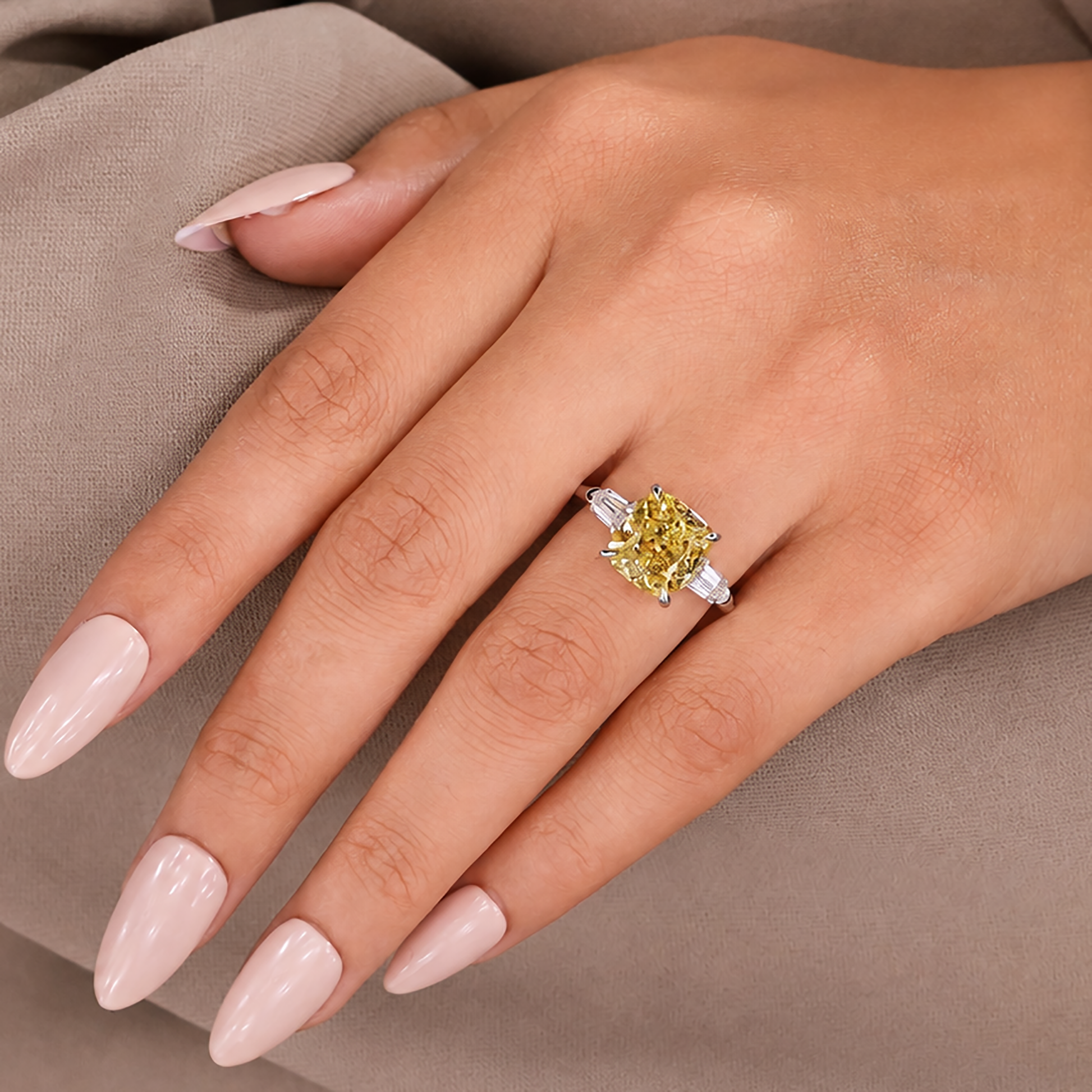 5.00 carat yellow cushion cut engagement ring by Antiquecut