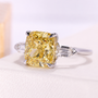 Yellow cushion cut lab grown diamond engagement ring