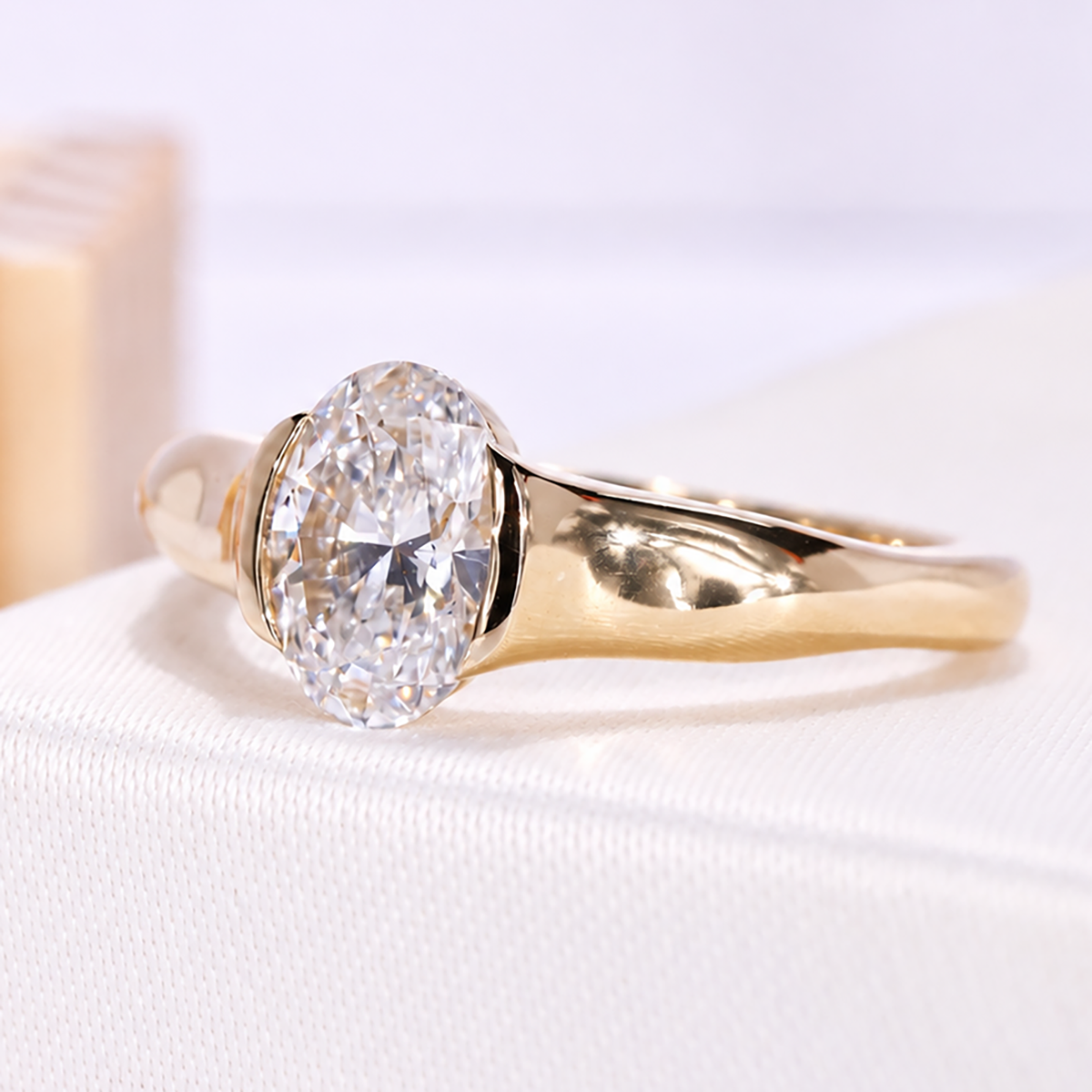 1.60 carat oval lab grown diamond solitaire ring yellow gold jewelry
