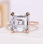 Asscher Cut Diamond Ring With Hidden Halo Setting