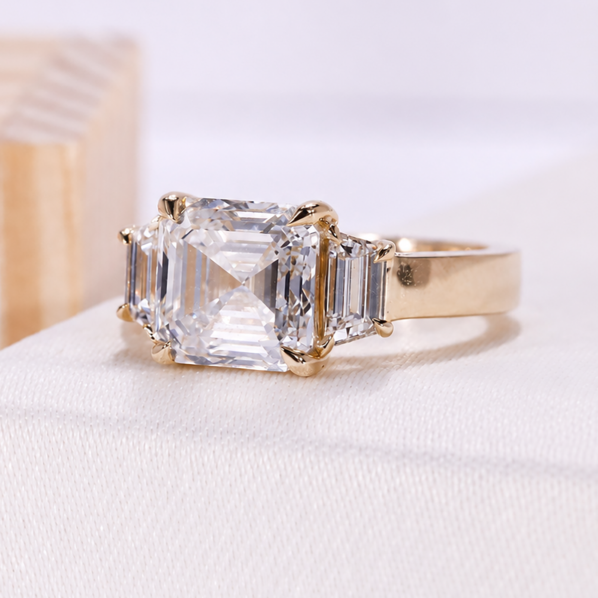 3.00 carat Asscher lab grown diamond engagement ring