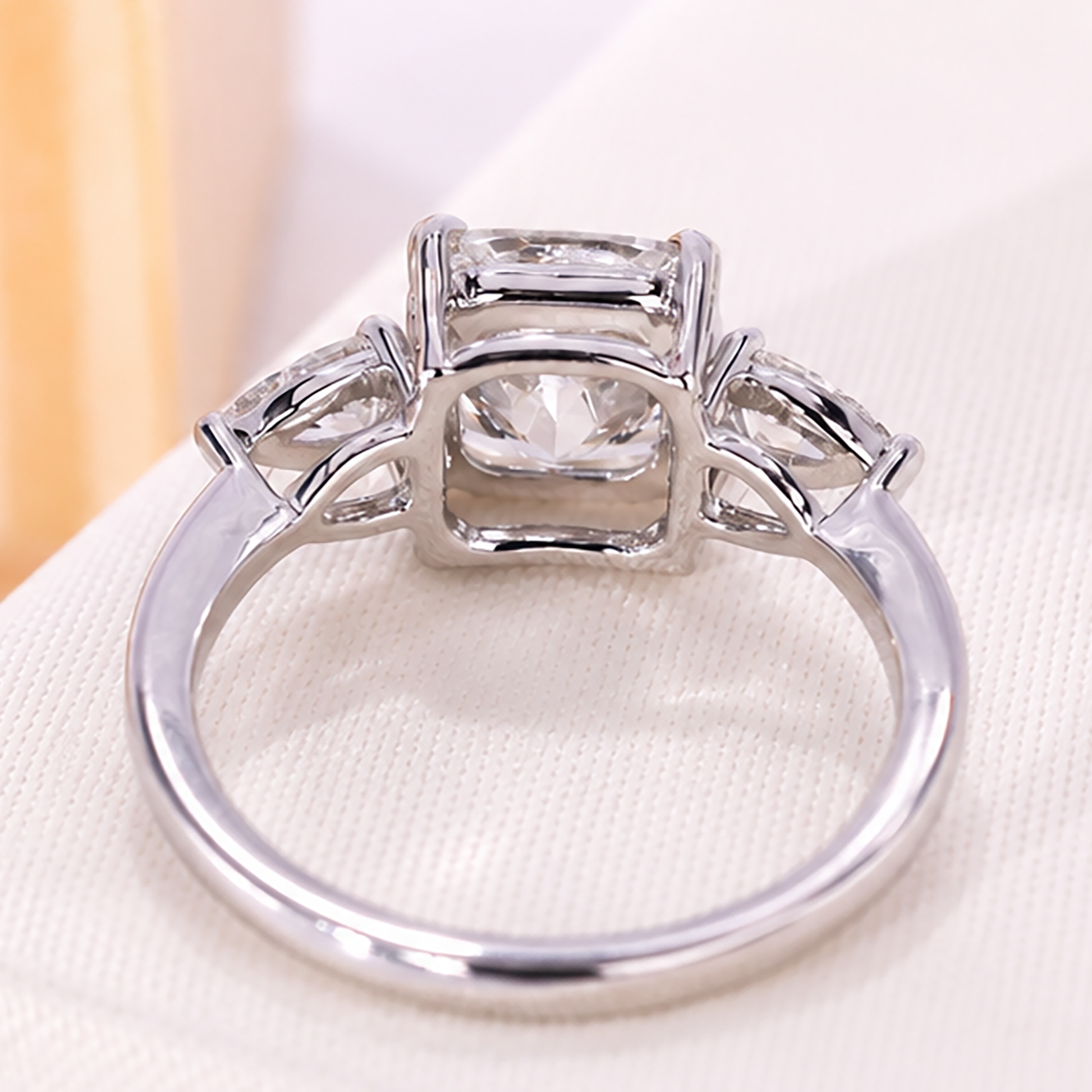 three stone white gold ring