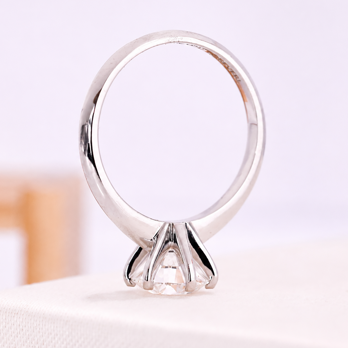 Round solitaire lab grown diamond ring in white gold