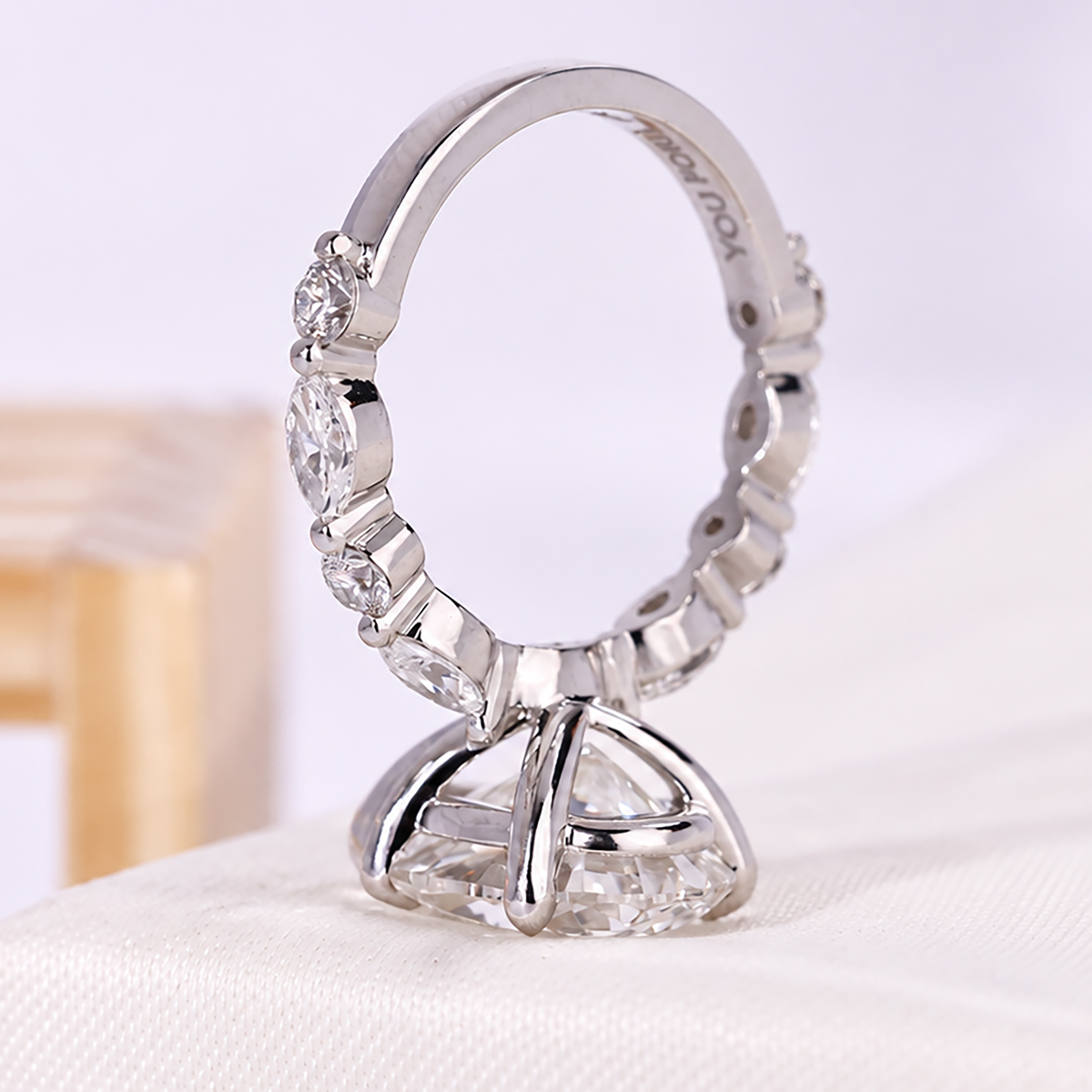 Luxury yellow gold pear lab grown diamond ring with custom engagement design