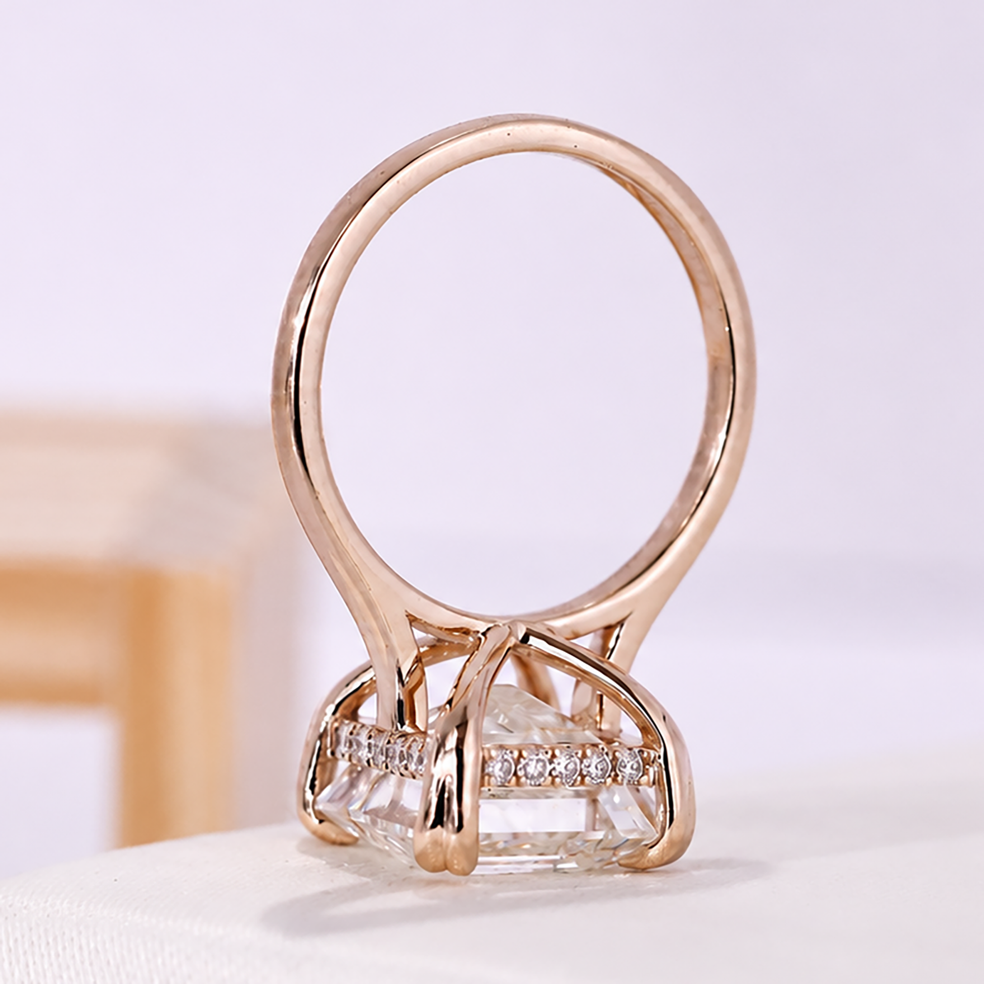 Rose Gold Solitaire Ring With Asscher Cut Diamond