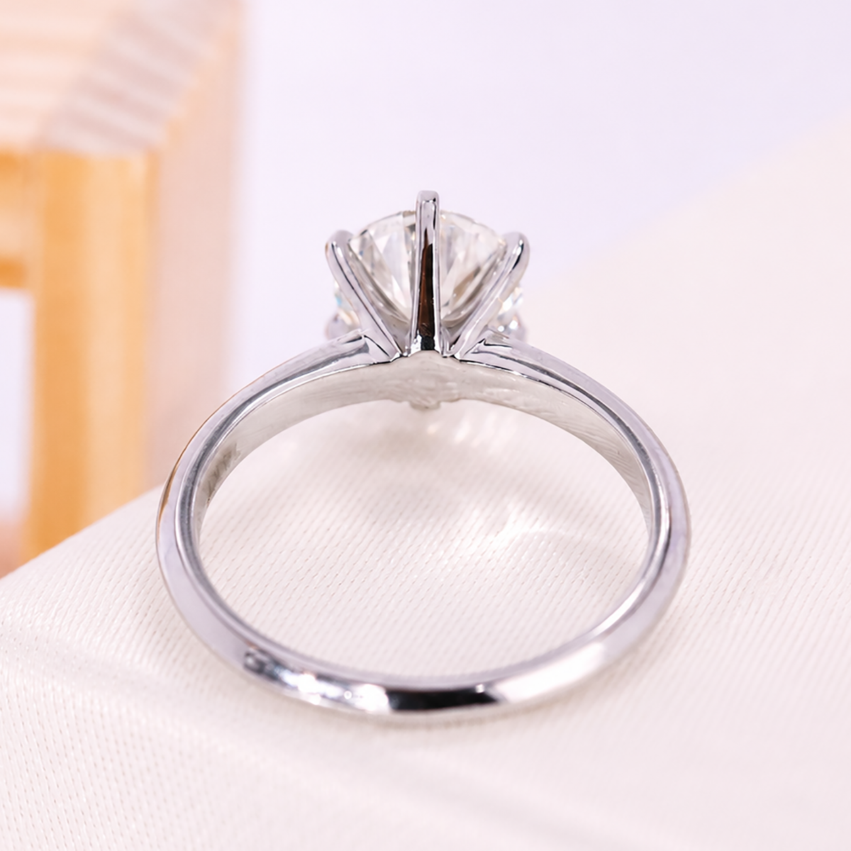 White gold lab grown solitaire engagement ring
