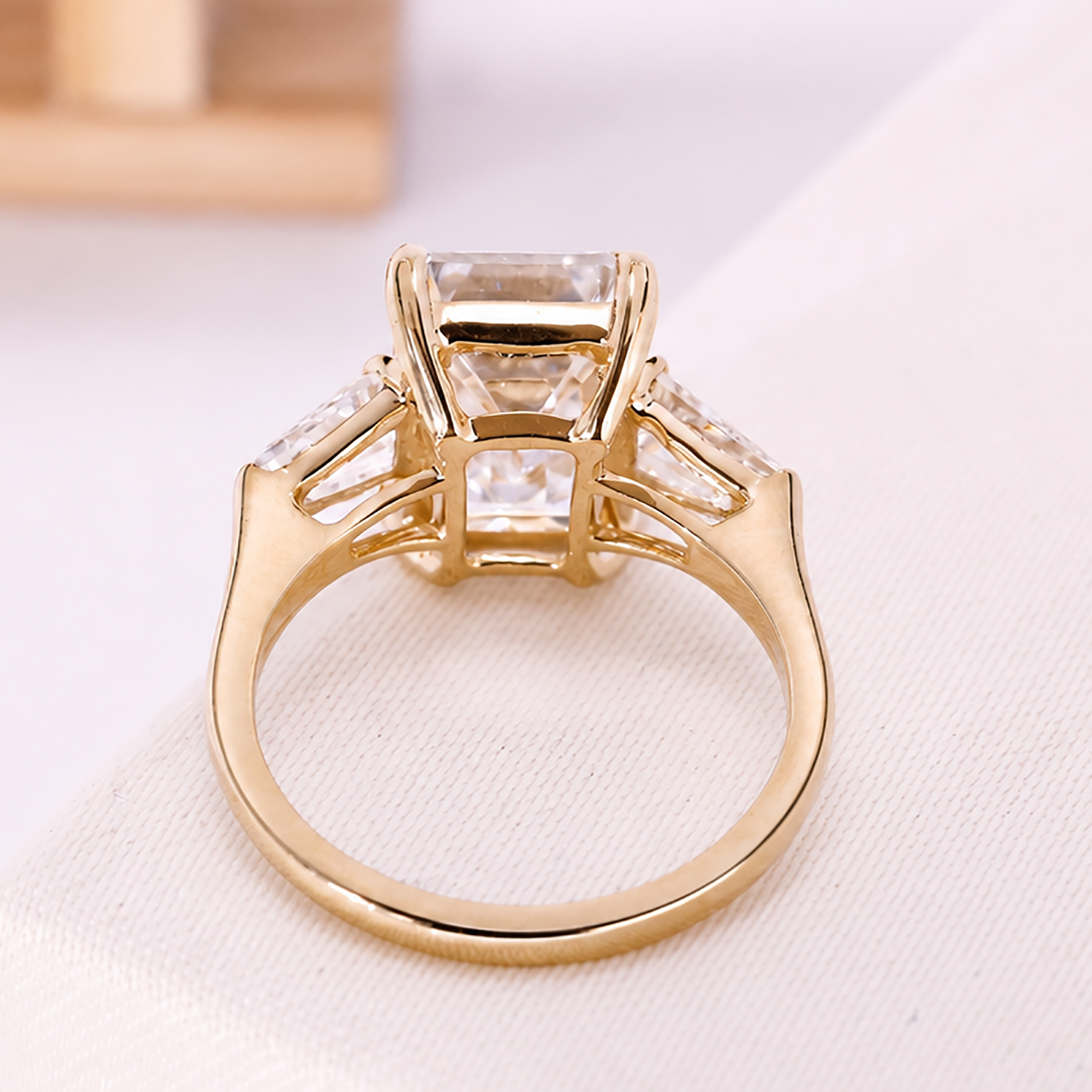 IGI Certified 5 carat emerald cut diamond ring