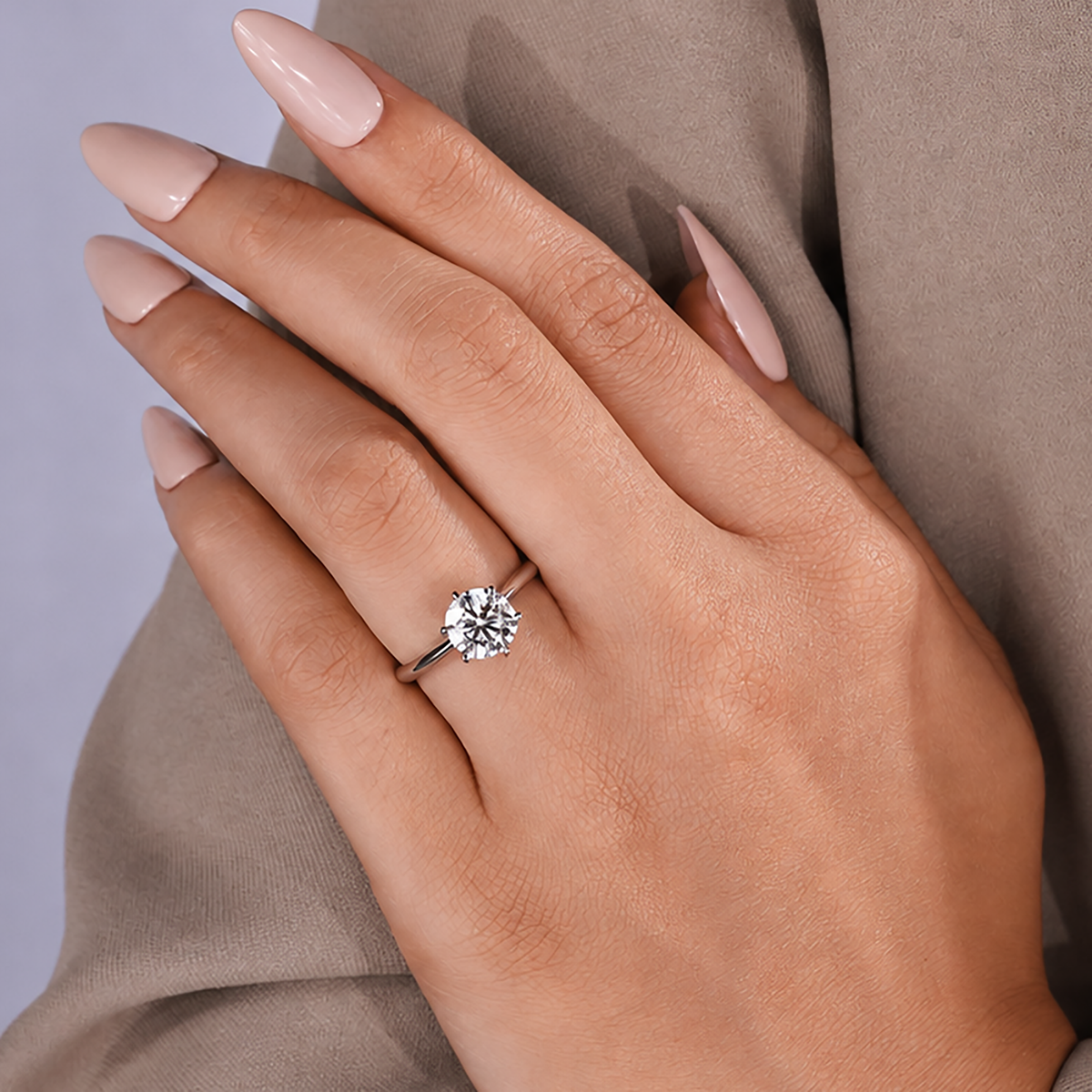 1.50 carat round lab grown diamond ring in white gold