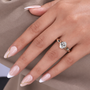 Antiquecut oval lab grown diamond engagement ring with modern half bezel setting