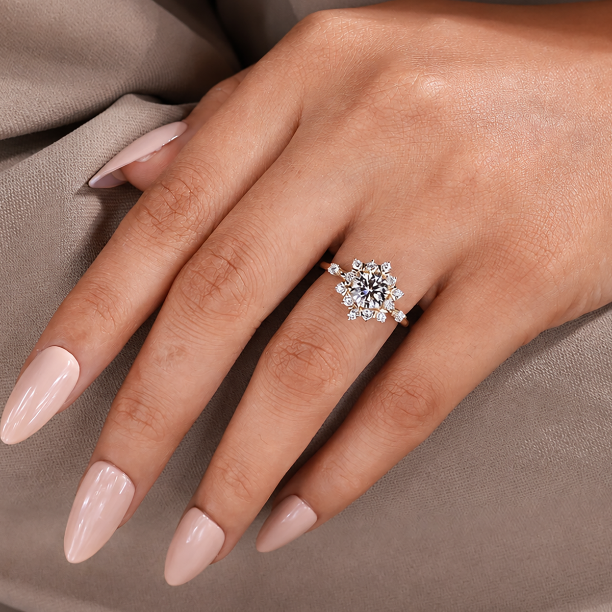 3.00 Carat Radiant Cut Lab Grown Diamond Engagement Ring with Side Stones and Pave Band