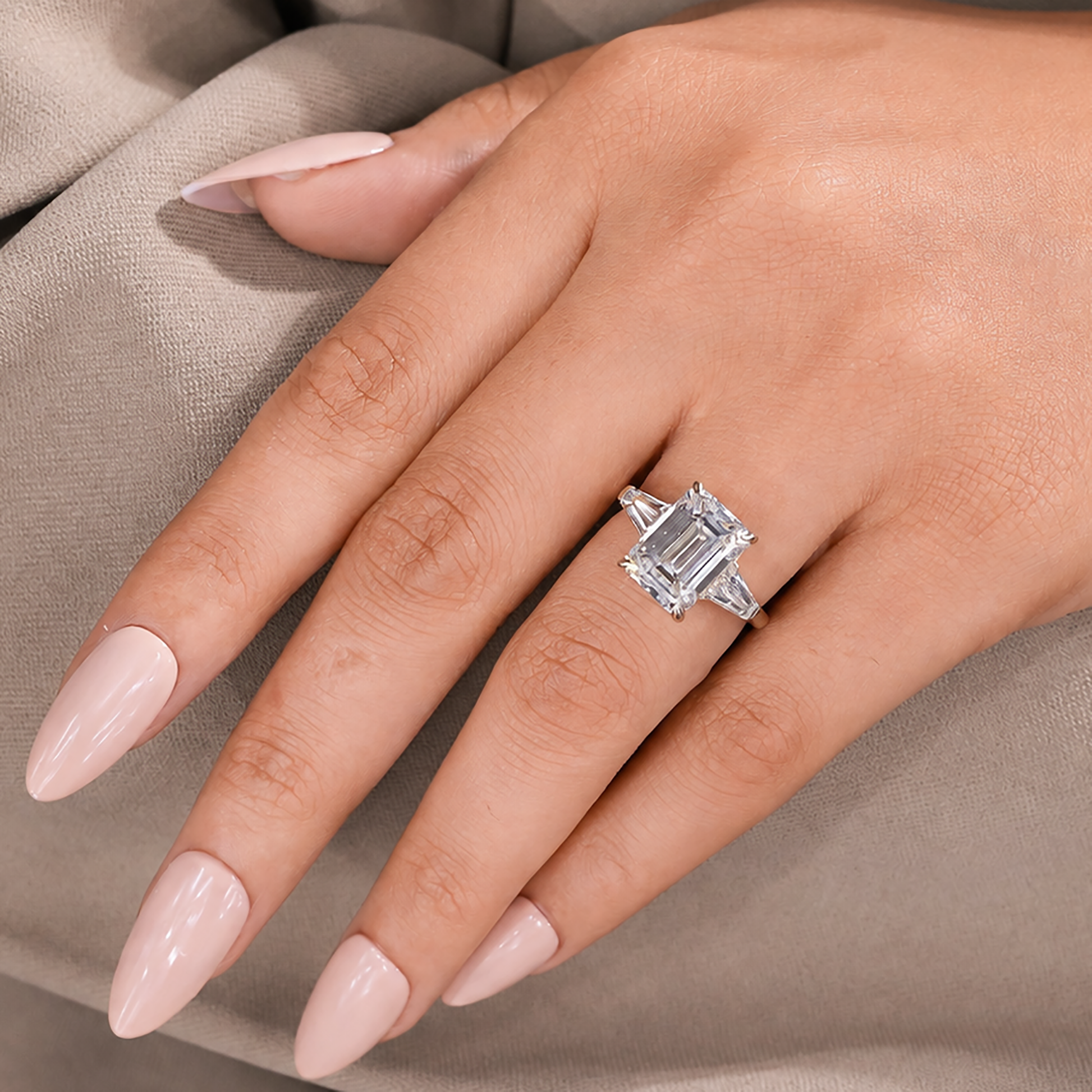 5.00 carat emerald cut diamond engagement ring