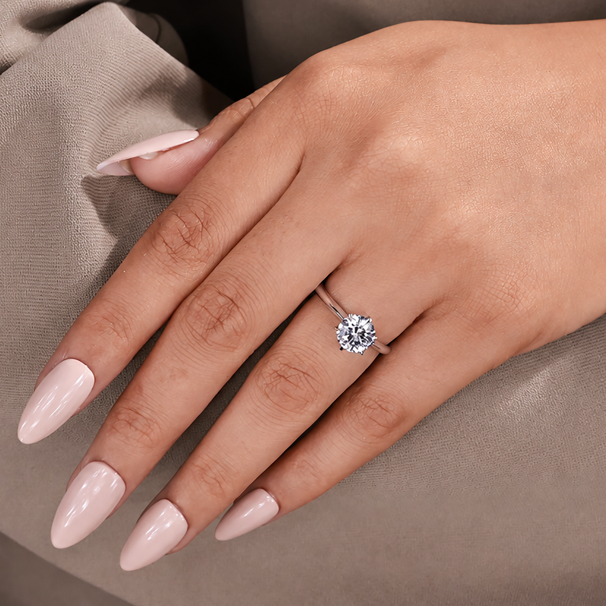 White gold round diamond solitaire engagement ring