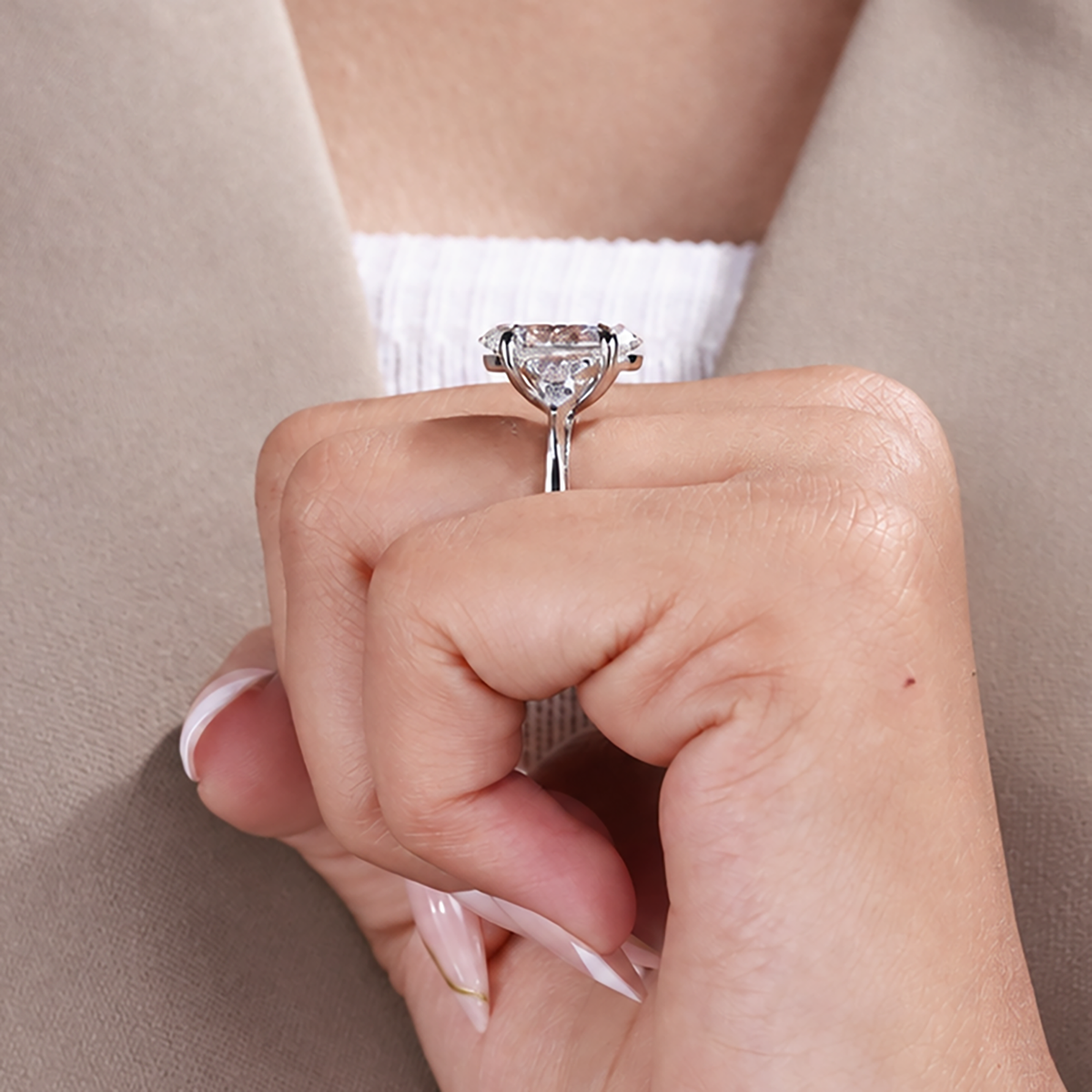 white gold oval shape engagement ring