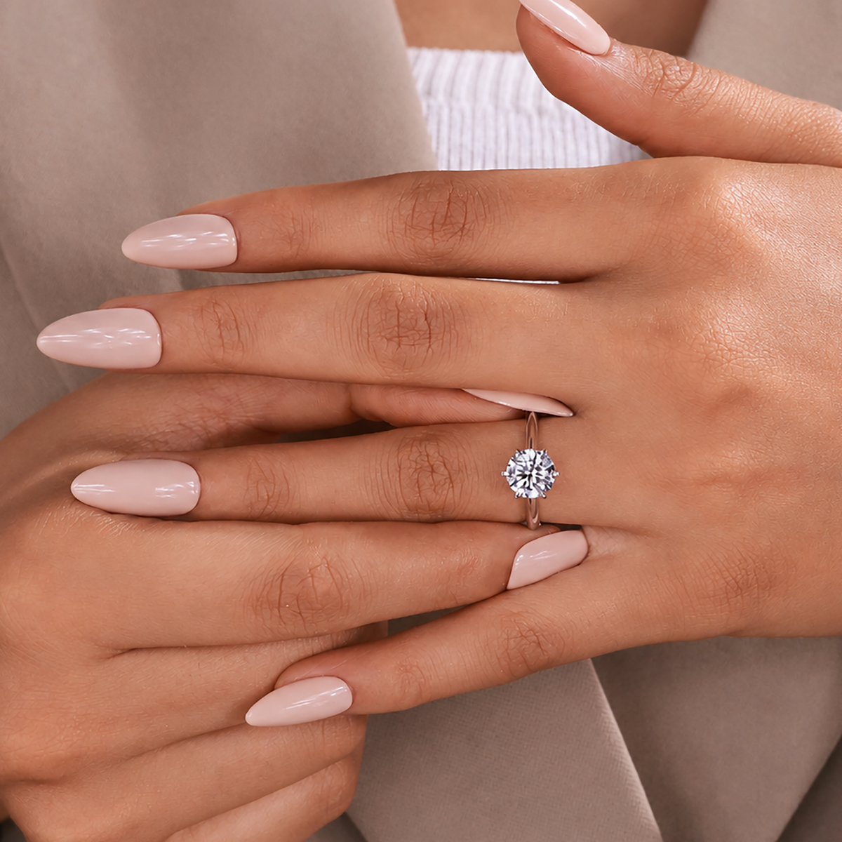 IGI Certified round lab grown diamond engagement ring