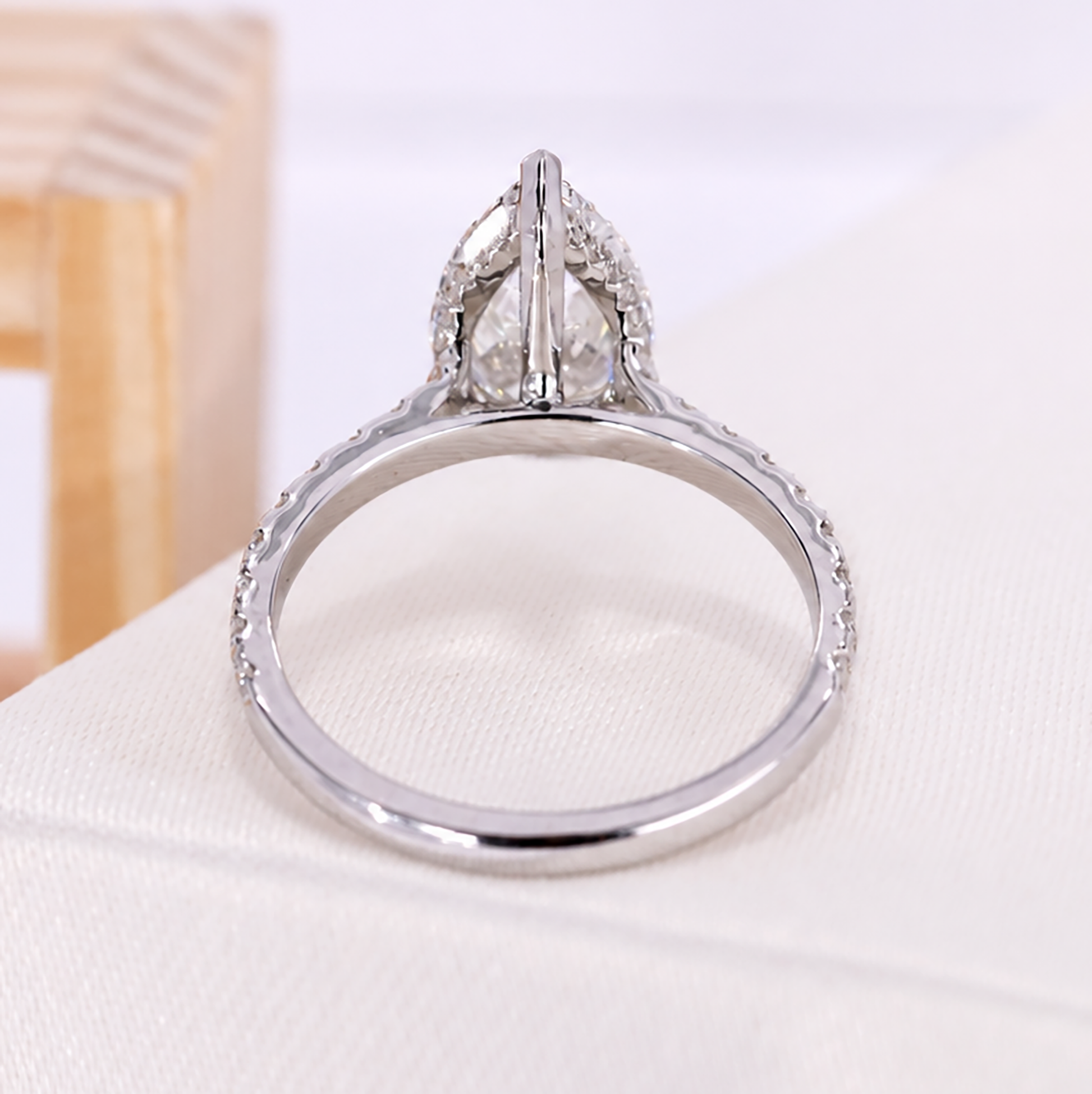 Pear Cut Diamond With Pave Band