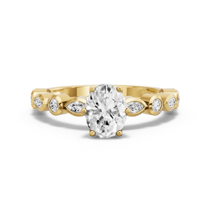 Image for Oval Scallopes Six Prongs Ring with Alternating Marquise band