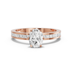 Image for Oval Scallopes Six Prongs Ring with Channel band
