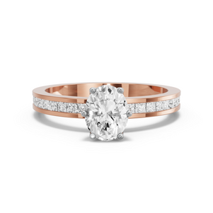 Image for Oval Scallopes Six Prongs Ring with Channel band