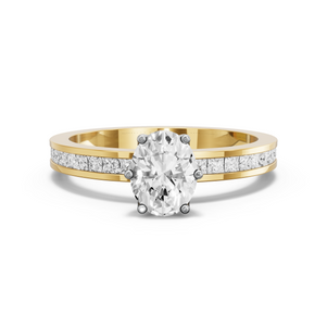 Image for Oval Scallopes Six Prongs Ring with Channel band