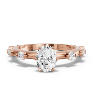 Image for Oval Scallopes Six Prongs Ring with Floating Station band