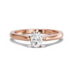 Image for Oval Scallopes Six Prongs Ring with Knife Edge Cathedral band