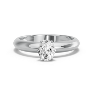 Image for Oval Scallopes Six Prongs Ring with Knife Edge Solitaire band