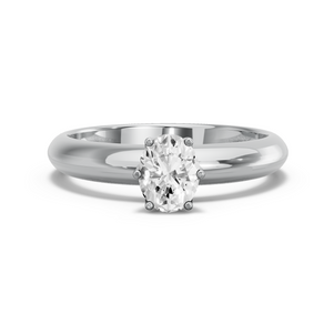 Image for Oval Scallopes Six Prongs Ring with Knife Edge Solitaire band in 950 Platinum