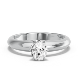 Image for Oval Scallopes Six Prongs Ring with Knife Edge Solitaire band