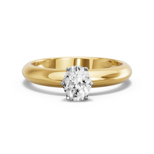 Image for Oval Scallopes Six Prongs Ring with Knife Edge Solitaire band