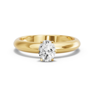 Image for Oval Scallopes Six Prongs Ring with Knife Edge Solitaire band