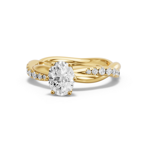 Image for Oval Scallopes Six Prongs Ring with Rope Pave band
