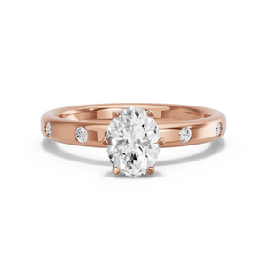 Image for Oval Scallopes Six Prongs Ring with Sleek Accent band