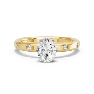 Image for Oval Scallopes Six Prongs Ring with Sleek Accent band