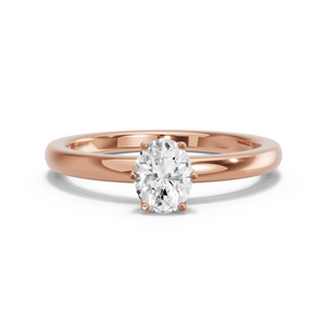 Image for Oval Scallopes Six Prongs Ring with Solitaire band
