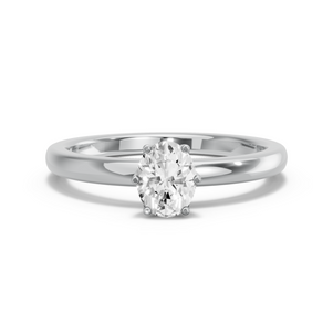 Image for Oval Scallopes Six Prongs Ring with Solitaire band