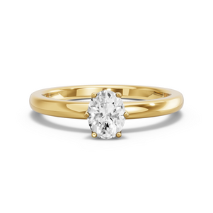 Image for Oval Scallopes Six Prongs Ring with Solitaire band