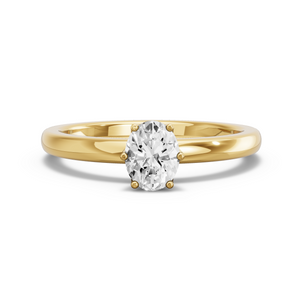 Image for Oval Scallopes Six Prongs Ring with Solitaire band in 18K Yellow Gold