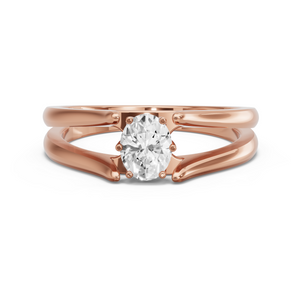 Image for Oval Scallopes Six Prongs Ring with Split Ring Solitaire band