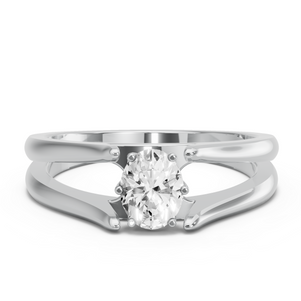 Image for Oval Scallopes Six Prongs Ring with Split Ring Solitaire band