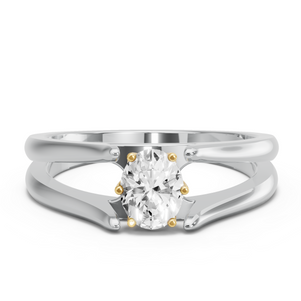 Image for Oval Scallopes Six Prongs Ring with Split Ring Solitaire band