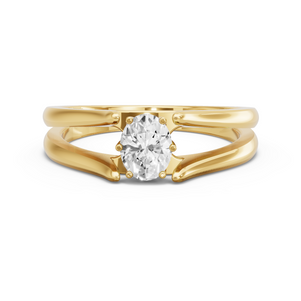 Image for Oval Scallopes Six Prongs Ring with Split Ring Solitaire band