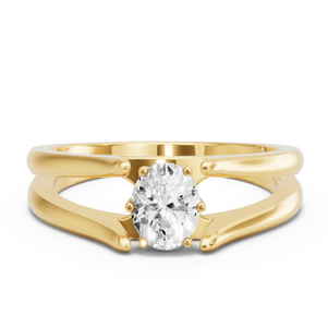 Image for Oval Scallopes Six Prongs Ring with Split Ring Solitaire band