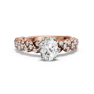 Image for Oval Scallopes Six Prongs Ring with Twist Pave band