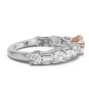 Image for Round Scallopes Six Prongs Ring with Alternating Baguette band