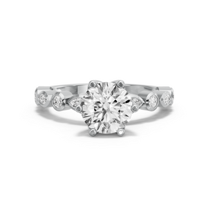 Image for Round Scallopes Six Prongs Ring with Alternating Marquise band